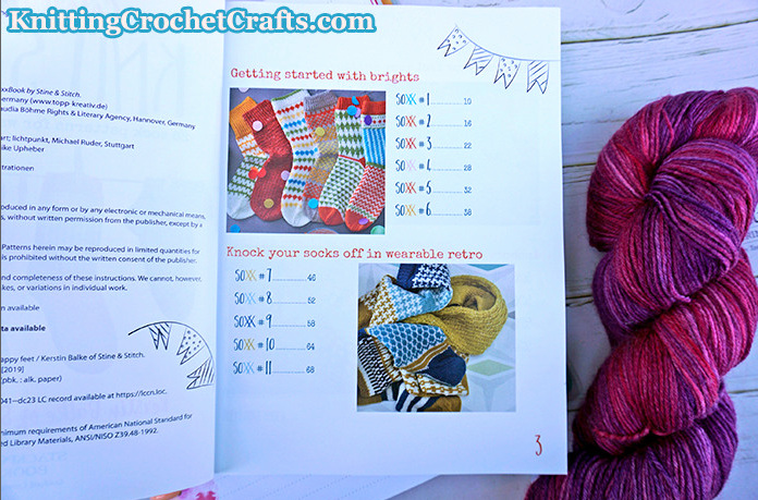 Table of Contents in the Colorful Knit Soxx Book by Kerstin Balke, Published by Stackpole Books -- Pictured With Muse Sock Yarn by Knit Picks