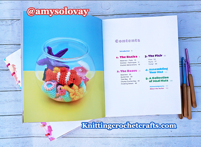 Table of Contents in the Mad Hatter Crochet Book by Aynsley Grealis