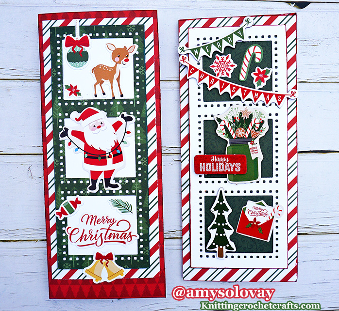 Handmade Slimline Christmas Cards Featuring Candy Cane Stripes