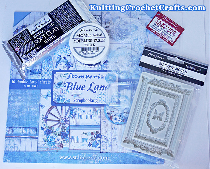 Stamperia's Blue Land Winter-Themed Patterned Scrapbooking Paper + Molds and Clay