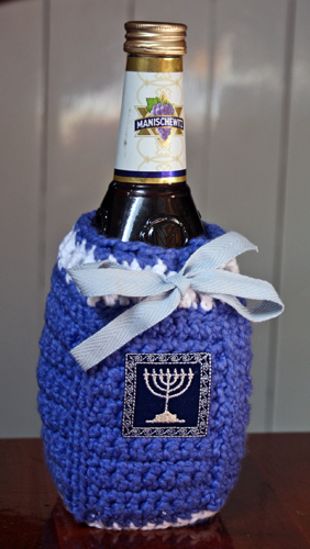 Wine Bottle Cozy With Menorah