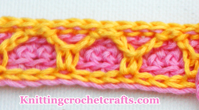 Pink and Yellow Overlay Crochet Necklace Band for the DIY Button Necklace