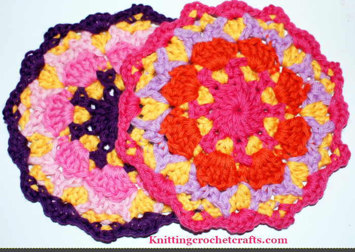 Colorful medallions I crocheted using instructions from Tammy Hildebrand's Kaleidoscope afghan pattern. This pattern is included in the Unexpected Crochet book by Robyn Chachula, published by Interweave.