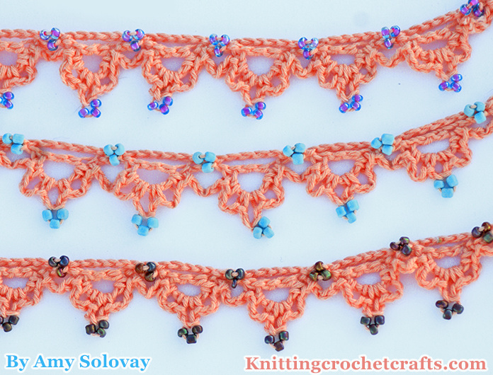 Elegant Trios Bead Crochet Necklace Pattern by Amy Solovay