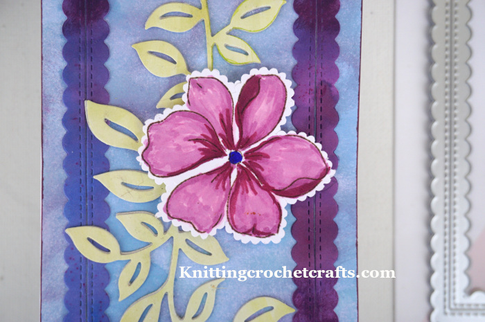 Close-Up View of the Flower and Foliage on the Slimline Floral Congratulations Card