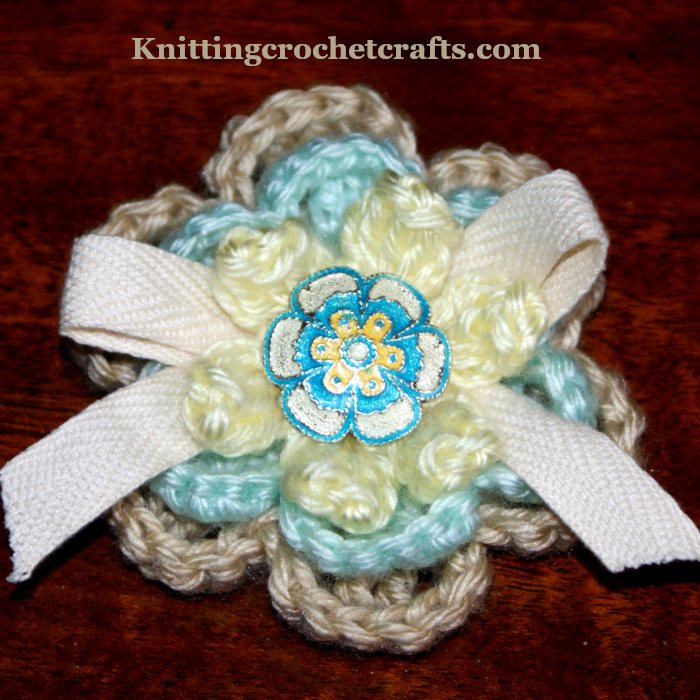 Layered Crochet Rose With a Button as the Flower Center